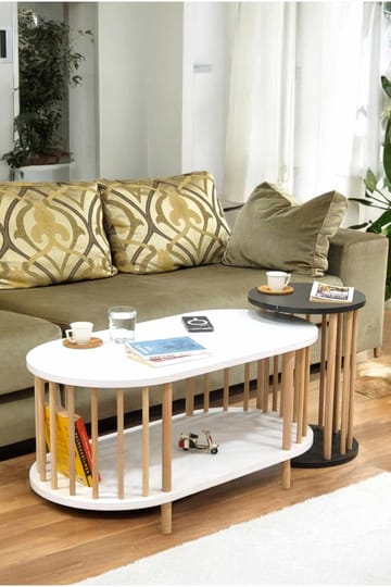 Sohvapöytäsetti Hanah Home Peka Set (90 x 43 x 45 cm) Valkoinen/Antrasiitti - Valkoinen/Antrasiitti - Huonekalut - Pöytä & ruokailuryhmä - Sohvapöytä