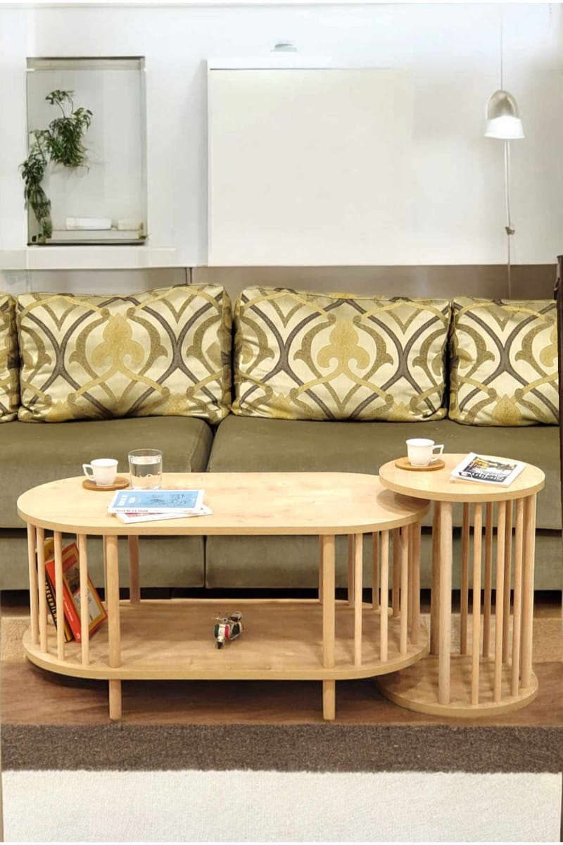 Sohvapöytäsetti Hanah Home Peka Set (90 x 43 x 45 cm) Sapphire Oak - Sapphire Oak - Huonekalut - Pöytä & ruokailuryhmä - Sohvapöytä