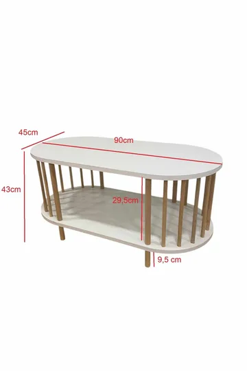Sohvapöytäsetti Hanah Home Peka Set (90 x 43 x 45 cm) Sapphire-tammi/Valkoinen - Sapphire Oak ja valkoinen - Huonekalut - Pöytä & ruokailuryhmä - Sohvapöytä