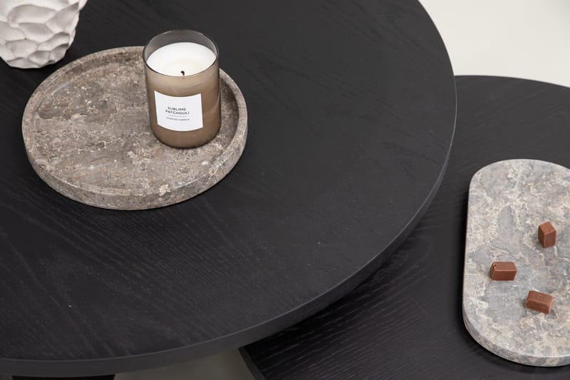 Sohvapöytäsetti Saltö 2kpl Pyöreät 85 cm/65 cm Puu Musta - Musta - Huonekalut - Pöytä & ruokailuryhmä - Apupöytä & sivupöytä - Sarjapöytä