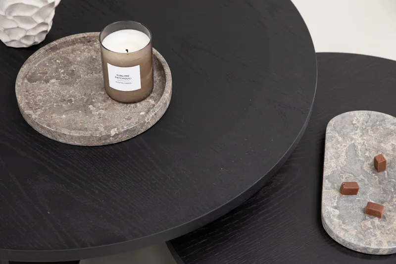 Sohvapöytäsetti Saltö 2kpl Pyöreät 85 cm/65 cm Puu Musta - Musta - Huonekalut - Pöytä & ruokailuryhmä - Apupöytä & sivupöytä - Sarjapöytä