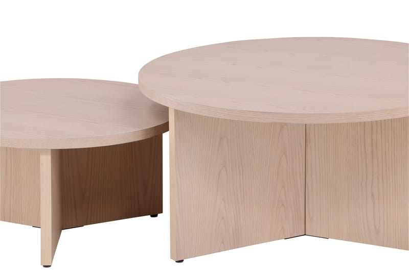 Sohvapöytäsetti Saltö 2kpl Pyöreät 85 cm/65 cm Puu Valkoinen - Valkoinen - Huonekalut - Pöytä & ruokailuryhmä - Apupöytä & sivupöytä - Sarjapöytä