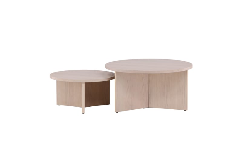 Sohvapöytäsetti Saltö 2kpl Pyöreät 85 cm/65 cm Puu Valkoinen - Valkoinen - Huonekalut - Pöytä & ruokailuryhmä - Sohvapöytä