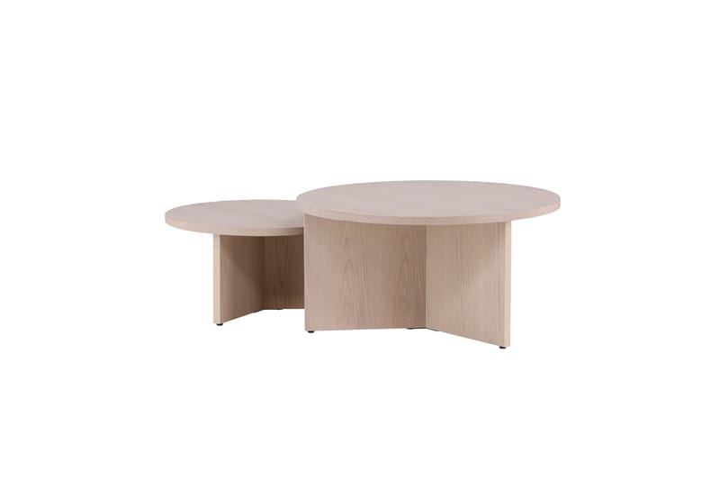 Sohvapöytäsetti Saltö 2kpl Pyöreät 85 cm/65 cm Puu Valkoinen - Valkoinen - Huonekalut - Pöytä & ruokailuryhmä - Sohvapöytä
