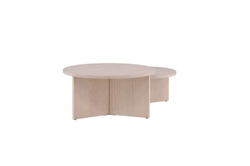 Sohvapöytäsetti Saltö 2kpl Pyöreät 85 cm/65 cm Puu Valkoinen - Valkoinen - Huonekalut - Pöytä & ruokailuryhmä - Sohvapöytä