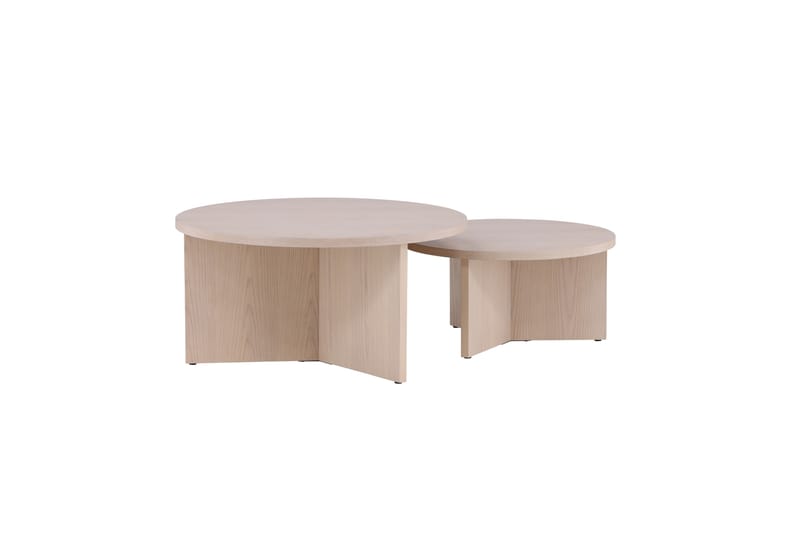 Sohvapöytäsetti Saltö 2kpl Pyöreät 85 cm/65 cm Puu Valkoinen - Valkoinen - Huonekalut - Pöytä & ruokailuryhmä - Sohvapöytä