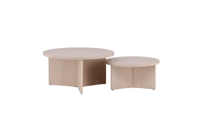Sohvapöytäsetti Saltö 2kpl Pyöreät 85 cm/65 cm Puu Valkoinen - Valkoinen - Huonekalut - Pöytä & ruokailuryhmä - Sohvapöytä