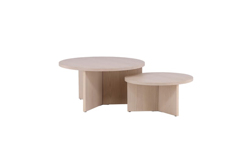 Sohvapöytäsetti Saltö 2kpl Pyöreät 85 cm/65 cm Puu Valkoinen - Valkoinen - Huonekalut - Pöytä & ruokailuryhmä - Sohvapöytä