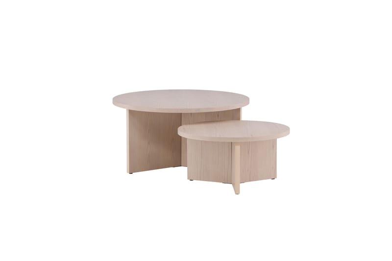 Sohvapöytäsetti Saltö 2kpl Pyöreät 85 cm/65 cm Puu Valkoinen - Valkoinen - Huonekalut - Pöytä & ruokailuryhmä - Sohvapöytä