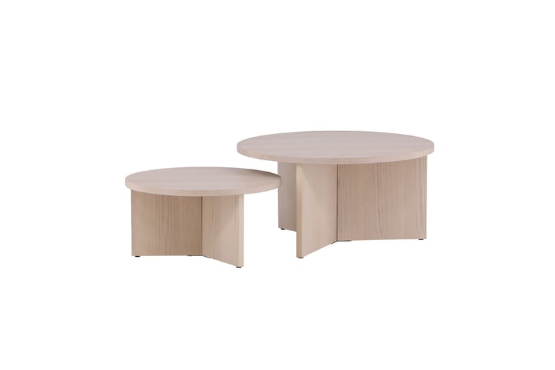 Sohvapöytäsetti Saltö 2kpl Pyöreät 85 cm/65 cm Puu Valkoinen - Valkoinen - Huonekalut - Pöytä & ruokailuryhmä - Sohvapöytä