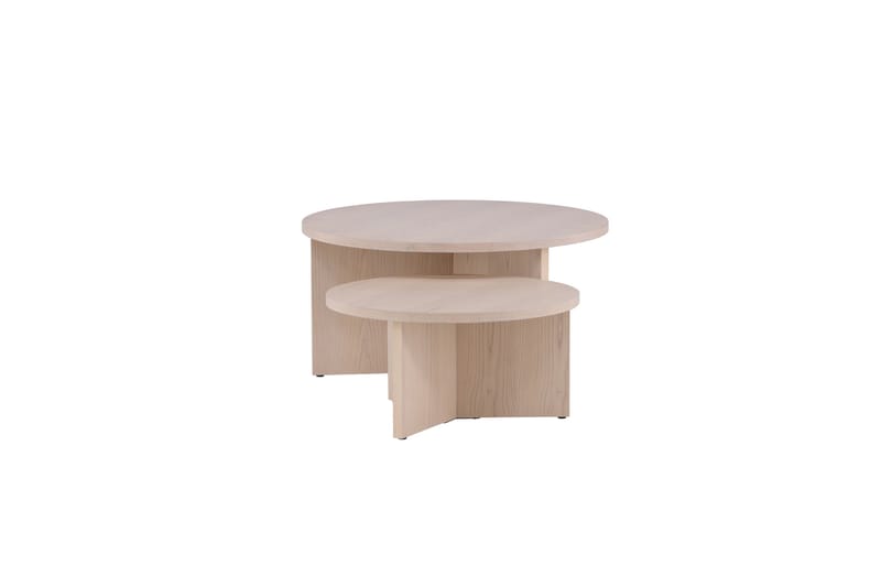 Sohvapöytäsetti Saltö 2kpl Pyöreät 85 cm/65 cm Puu Valkoinen - Valkoinen - Huonekalut - Pöytä & ruokailuryhmä - Sohvapöytä