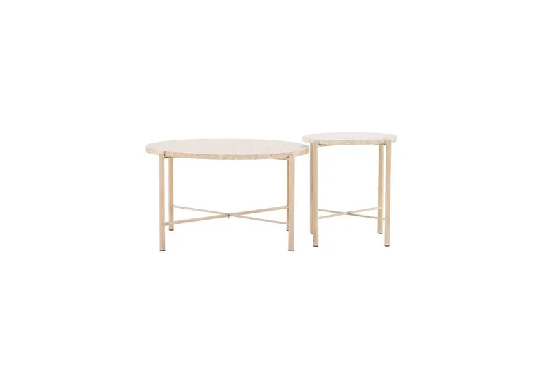 Sohvapöytäsetti VIND Sandhamn 2 kpl Pyöreät 70 cm/40 cm Beige, undefined
