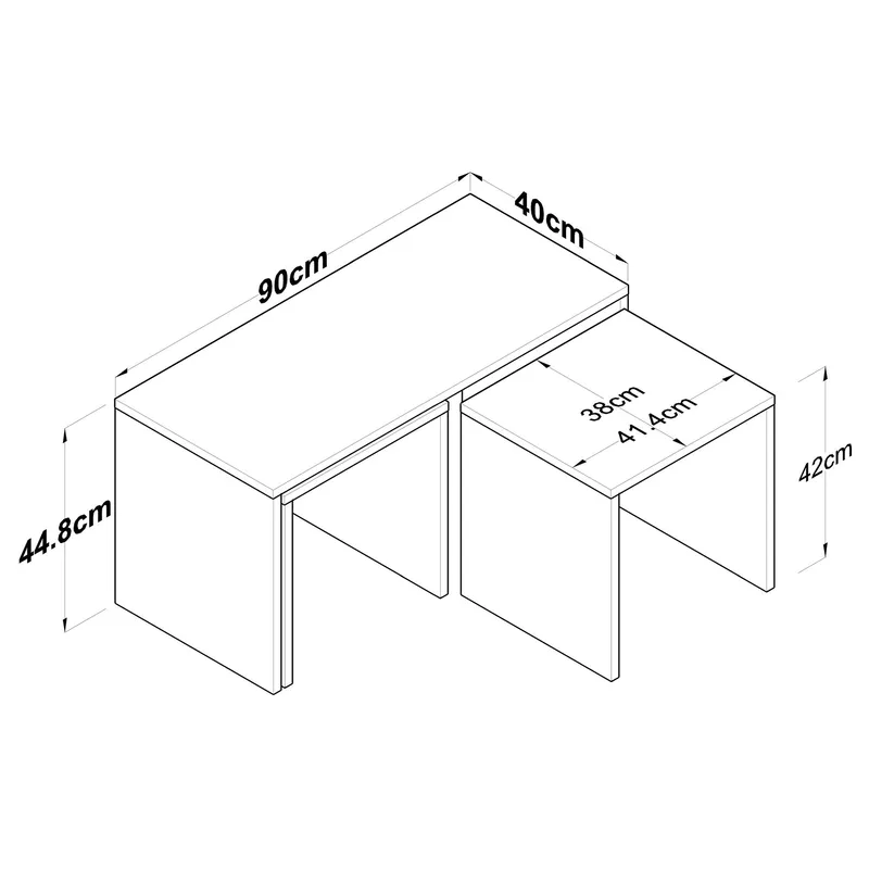 Sohvapöytäsetti Wallxpert Cleo Shelf (90 x 44,8 x 40 cm) travertiini - Travertiini - Huonekalut - Pöytä & ruokailuryhmä - Sohvapöytä