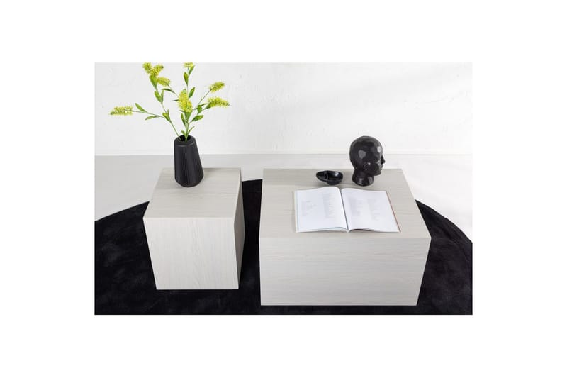 Sohvapöytäsetti York 2 kpl 60x80 cm/40x40 cm Valkoinen - Valkoinen - Huonekalut - Pöytä & ruokailuryhmä - Sohvapöytä