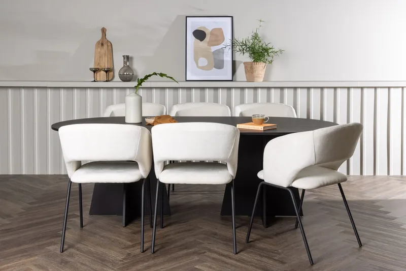 Soikea Bariso-ruokapöytä 230x115x75 cm ja 6 Day-ruokatuolia
