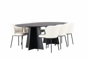 Soikea Bariso-ruokapöytä 230x115x75 cm ja 6 Edina-ruokatuolia - Huonekalut - Pöytä & ruokailuryhmä - Ruokailuryhmä