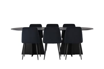 Soikea Bariso-ruokapöytä 230x115x75 cm ja 6 Night-ruokatuolia - Huonekalut - Pöytä & ruokailuryhmä - Ruokailuryhmä