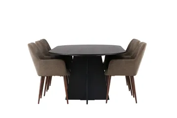 Soikea Bariso-ruokapöytä 230x115x75 cm ja 6 Tomorrow-käsinojatuolia - Huonekalut - Pöytä & ruokailuryhmä - Ruokailuryhmä