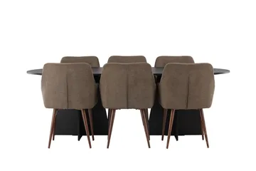 Soikea Bariso-ruokapöytä 230x115x75 cm ja 6 Tomorrow-käsinojatuolia - Huonekalut - Pöytä & ruokailuryhmä - Ruokailuryhmä