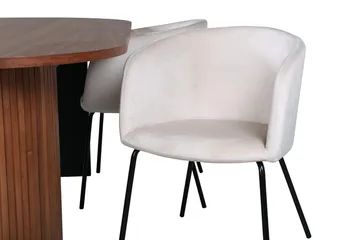 Soikea ruokailuryhmä Venture Home Bianca, Berit - pähkinänvärinen, beige ja musta - Huonekalut - Pöytä & ruokailuryhmä - Ruokailuryhmä