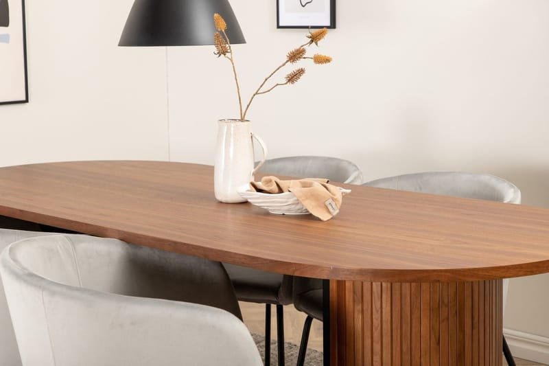 Soikea ruokailuryhmä Venture Home Bianca, Berit - pähkinä ja vaaleanharmaa - Huonekalut - Pöytä & ruokailuryhmä - Ruokailuryhmä