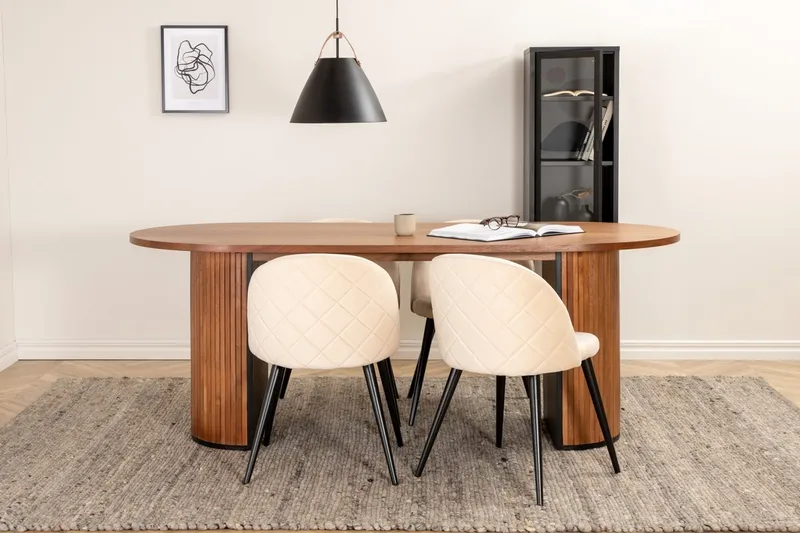 Soikea ruokailuryhmä Venture Home Bianca, Velvet Tumma puu