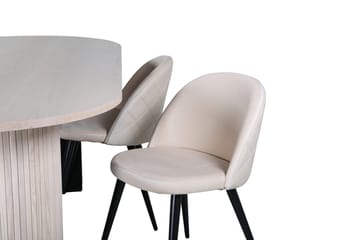 Soikea ruokailuryhmä Venture Home Bianca, Velvet Valkolakattu - Huonekalut - Pöytä & ruokailuryhmä - Ruokailuryhmä