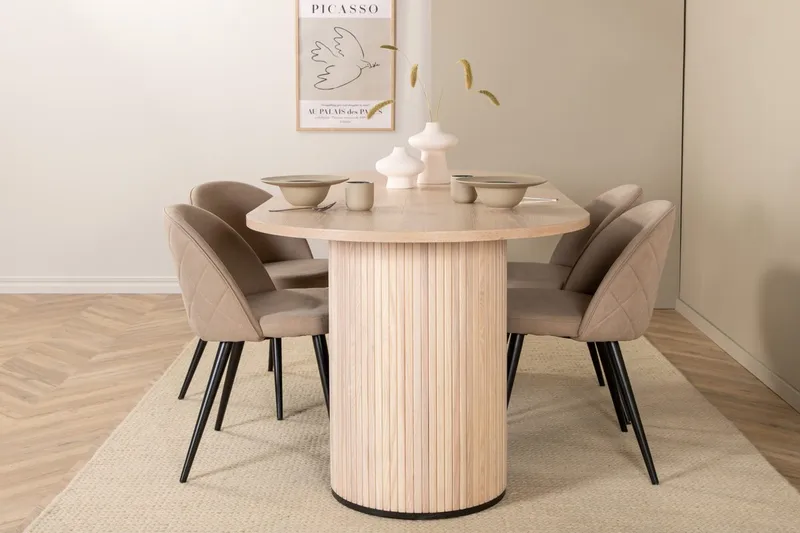 Soikea ruokailuryhmä Venture Home Bianca, Velvet Valkolakattu
