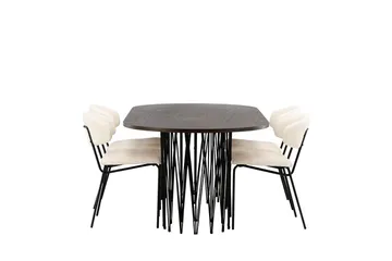 Soikea Stone-ruokapöytä 220x100x74 cm ja 4 Chico-ruokatuolia - Huonekalut - Pöytä & ruokailuryhmä - Ruokailuryhmä