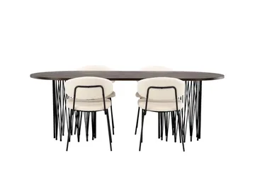 Soikea Stone-ruokapöytä 220x100x74 cm ja 4 Chico-ruokatuolia - Huonekalut - Pöytä & ruokailuryhmä - Ruokailuryhmä