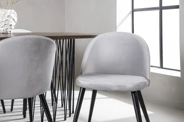 Soikea Stone-ruokapöytä 220x100x74 cm ja 6 samettista Velvet-keittiötuolia - Huonekalut - Pöytä & ruokailuryhmä - Ruokailuryhmä