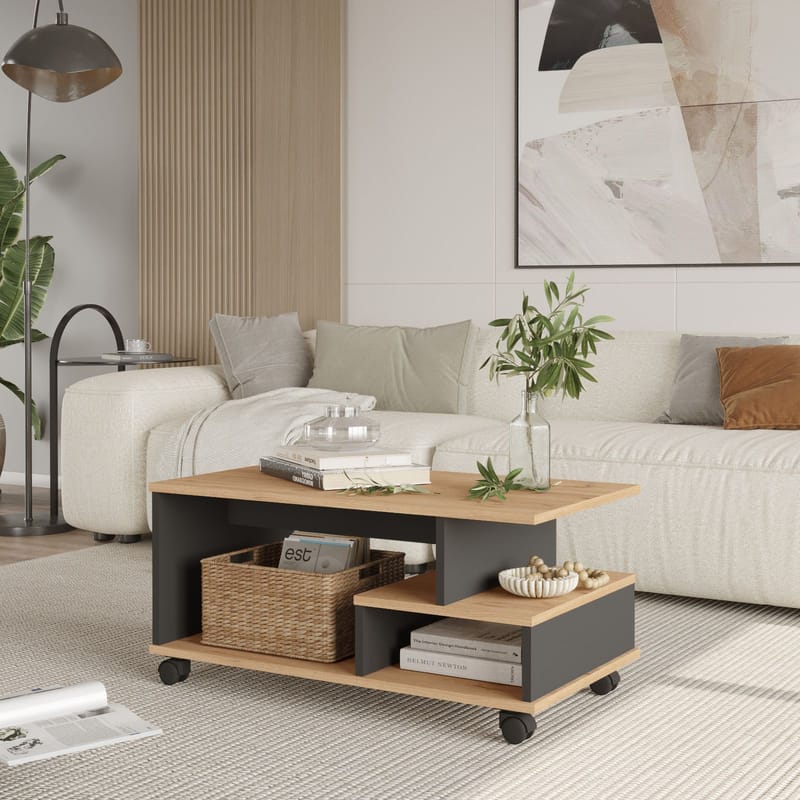Solven sohvapöytä 90x42,5x51 cm - Oak/Anthracite - Huonekalut - Pöytä & ruokailuryhmä - Sohvapöytä