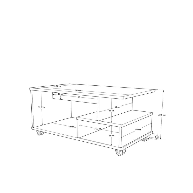 Solven sohvapöytä 90x42,5x51 cm - Tammi ja valkoinen - Huonekalut - Pöytä & ruokailuryhmä - Sohvapöytä