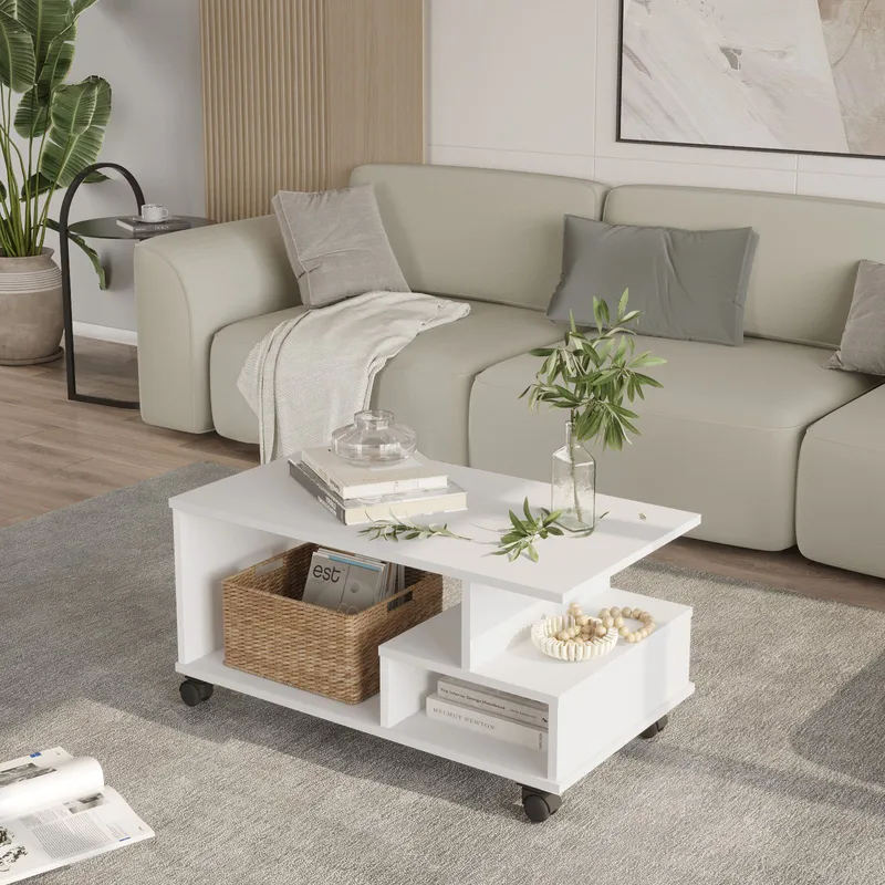 Solven sohvapöytä 90x42,5x51 cm - Valkoinen - Huonekalut - Pöytä & ruokailuryhmä - Sohvapöytä