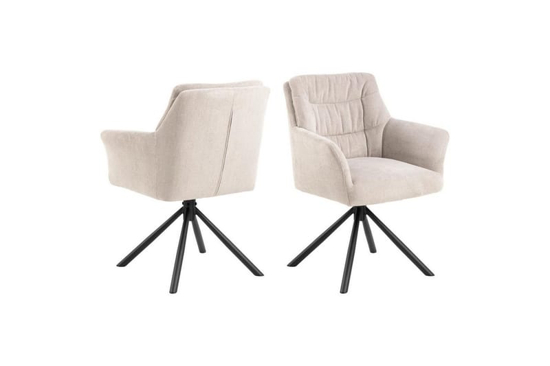 Stabby Ruokailuryhmä Pyöreä 110 Cm + 4 Ruokapöydän Tuolia - Musta/Valkoinen/Beige - Huonekalut - Pöytä & ruokailuryhmä - Ruokailuryhmä