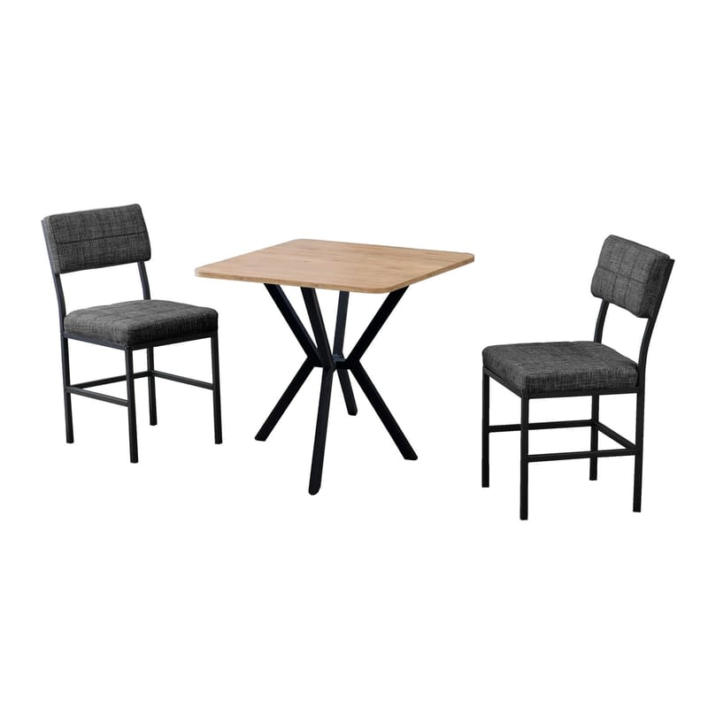Stedum-ruokailuryhmä, pöytä 70 cm + 2 tuolia, Antrasiitti/Pähkinä