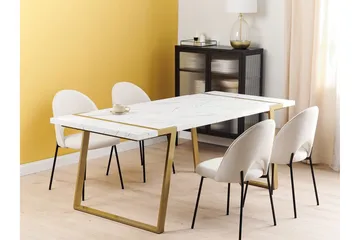 Stensby Ruokapöytä 90x200 cm - Valkoinen Kulta - Huonekalut - Pöytä & ruokailuryhmä - Marmoripöydät
