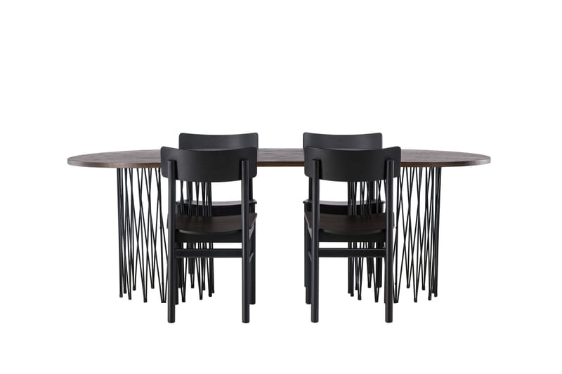 Stone Ruokailuryhmä + 4  Montrostuolia Ovaali, Musta/Mokka