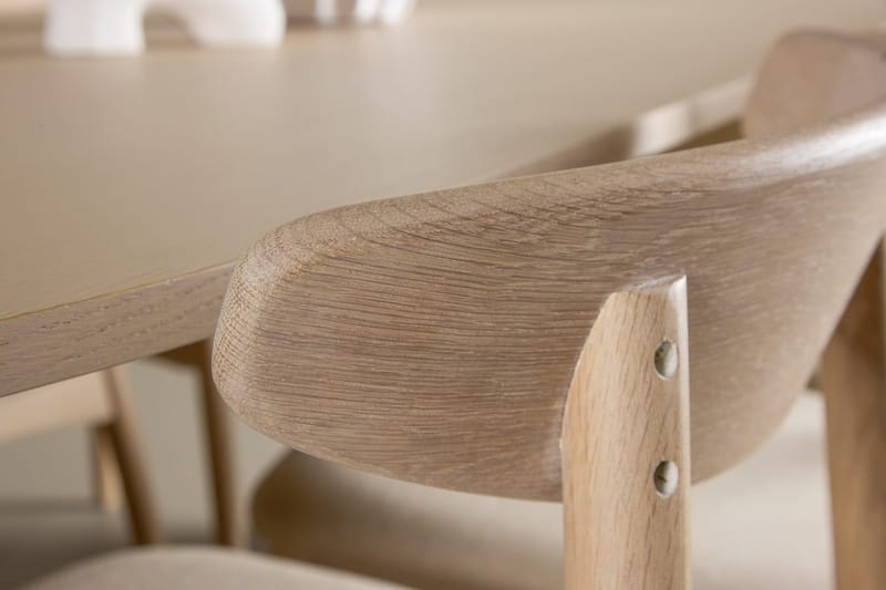 Suorakulmainen ruokailuryhmä Tyresö 220 cm, 6 Ven-tuolia - Luonnonväri/Whitewash - Huonekalut - Pöytä & ruokailuryhmä - Ruokailuryhmä