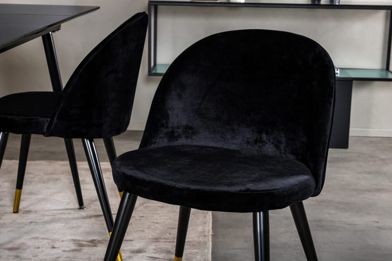 Suorakulmainen ruokailuryhmä Venture Home Silar, Velvet - musta - Huonekalut - Pöytä & ruokailuryhmä - Ruokailuryhmä