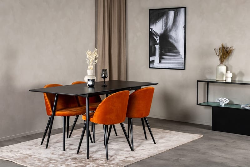 Suorakulmainen ruokailuryhmä Venture Home Silar, Velvet, ruosteinen oranssi