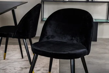 Suorakulmainen Silar-ruokailuryhmä 120-160 cm ja 4 Velvet-ruokatuolia - musta - Huonekalut - Pöytä & ruokailuryhmä - Ruokailuryhmä