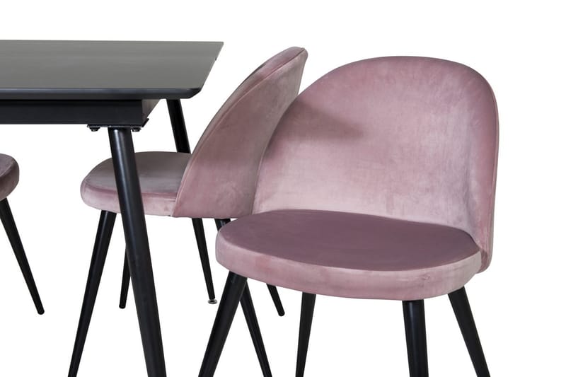 Suorakulmainen Silar-ruokailuryhmä 120-160 cm ja 4 Velvet-ruokatuolia - vanha roosa - Huonekalut - Pöytä & ruokailuryhmä - Ruokailuryhmä