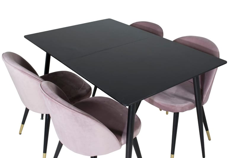 Suorakulmainen Silar-ruokailuryhmä 120-160 cm ja 4 Velvet-ruokatuolia - vanha roosa - Huonekalut - Pöytä & ruokailuryhmä - Ruokailuryhmä