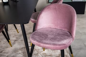 Suorakulmainen Silar-ruokailuryhmä 120-160 cm ja 4 Velvet-ruokatuolia - vanha roosa - Huonekalut - Pöytä & ruokailuryhmä - Ruokailuryhmä