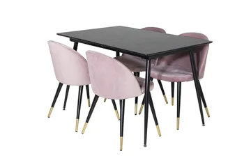 Suorakulmainen Silar-ruokailuryhmä 120-160 cm ja 4 Velvet-ruokatuolia - vanha roosa - Huonekalut - Pöytä & ruokailuryhmä - Ruokailuryhmä