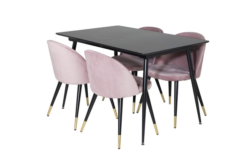 Suorakulmainen Silar-ruokailuryhmä 120-160 cm ja 4 Velvet-ruokatuolia - vanha roosa - Huonekalut - Pöytä & ruokailuryhmä - Ruokailuryhmä