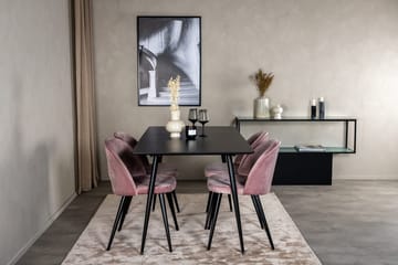 Suorakulmainen Silar-ruokailuryhmä 120-160 cm ja 4 Velvet-ruokatuolia - vanha roosa - Huonekalut - Pöytä & ruokailuryhmä - Ruokailuryhmä
