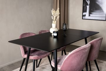 Suorakulmainen Silar-ruokailuryhmä 120-160 cm ja 4 Velvet-ruokatuolia - vanha roosa - Huonekalut - Pöytä & ruokailuryhmä - Ruokailuryhmä