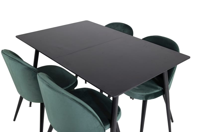 Suorakulmainen Silar-ruokailuryhmä 120-160 cm ja 4 Velvet-ruokatuolia - vihreä - Huonekalut - Pöytä & ruokailuryhmä - Ruokailuryhmä